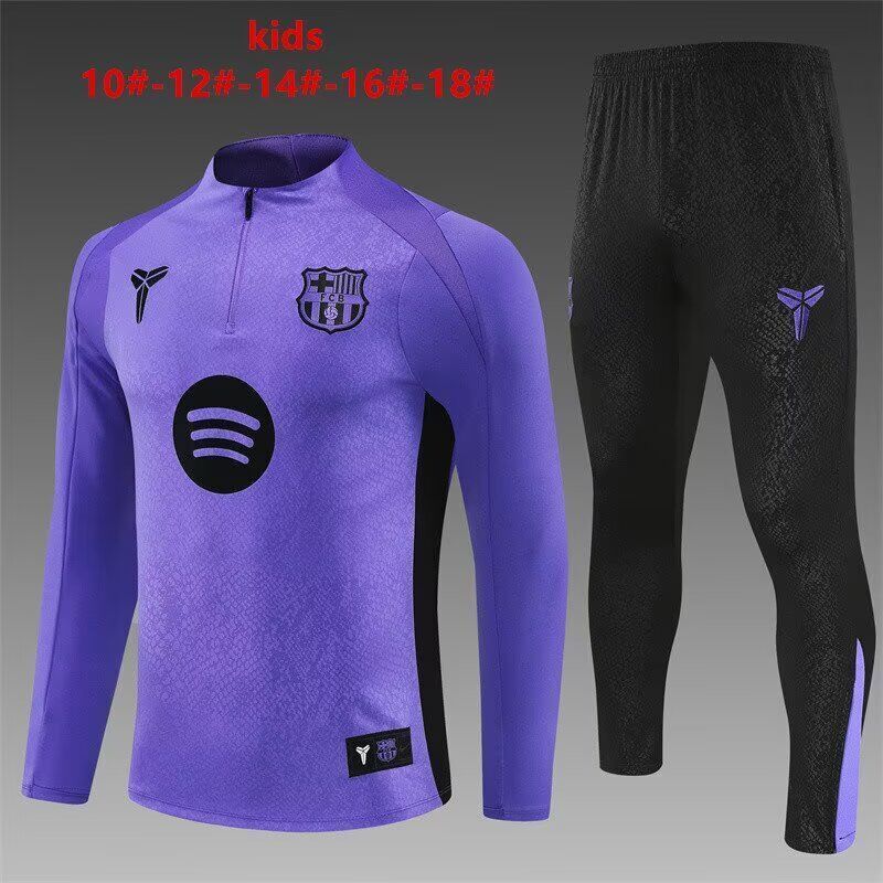 Kids Barcelona 25/26 Tracksuit - Purple/Black/White